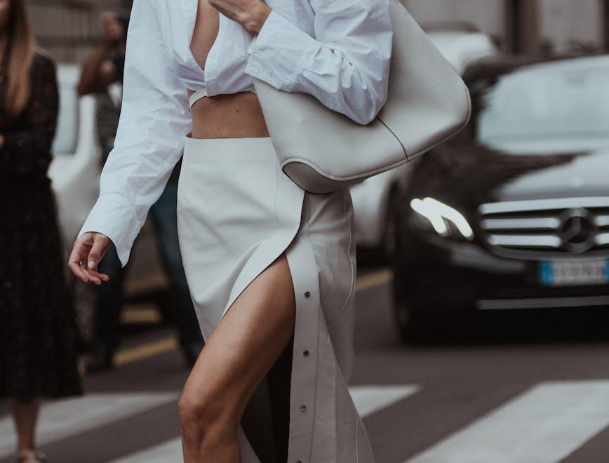 long skirt,shop,woman,gold juste un clou,open toe-cap,blogger,yellow,salvatore ferragamo,body,milan,fashionista,beautiful,outfit,paris,influencer,design,block,model,editorial,sunglasses,tied with straps,business,boutique,neon,street style,heels,grained,2022,pale gray,bracelet,collection,shoes,leather,handbag,gucci,luxury,clothing,shiny,style,waist,detail,cropped shirt,cartier,earrings,fashion,women high heel shoe tarmac adult female person woman car skirt handbag